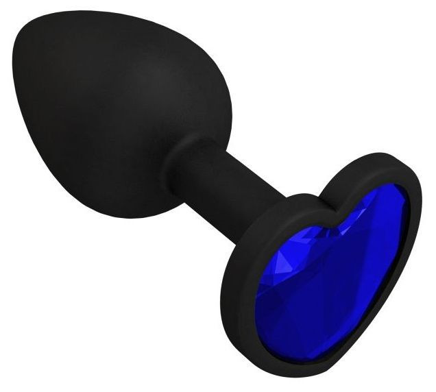 Черная силиконовая пробка с синим кристаллом - 7,3 см.